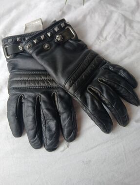 Harley-Davidson Women’s Black Studded Leather Riding Gloves - XL